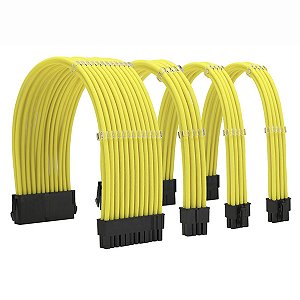 Kit Cabo Sleeved Amarelo 18AWG ATX Completo